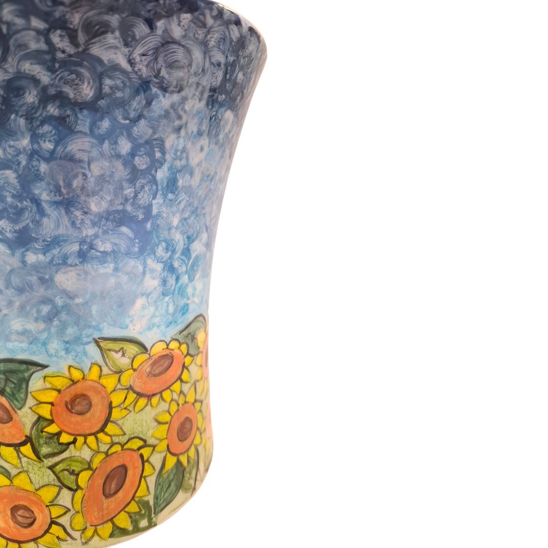 vaso dipinto a mano girasoli dettaglio